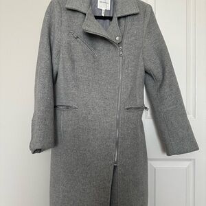 Avec Les Filles Grey Asymmetrical Zip Coat